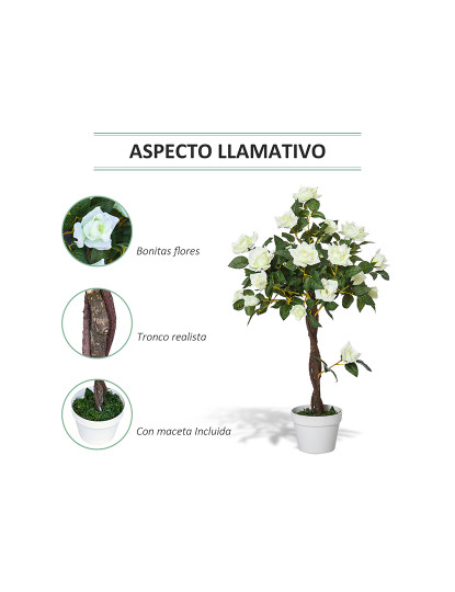 imagem de Árvore Camélia Artificial Branco,verde5