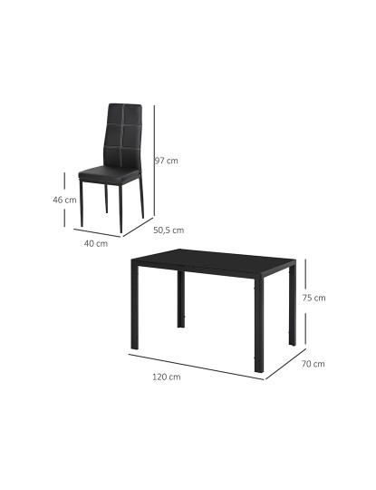 imagem de Conjunto Mesa Jantar + 4 Cadeiras Preto3