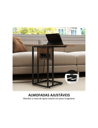 imagem de Mesa Apoio madeira rústica, preto6