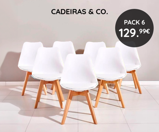 Pack 6 Cadeiras Lulea só 129,99€