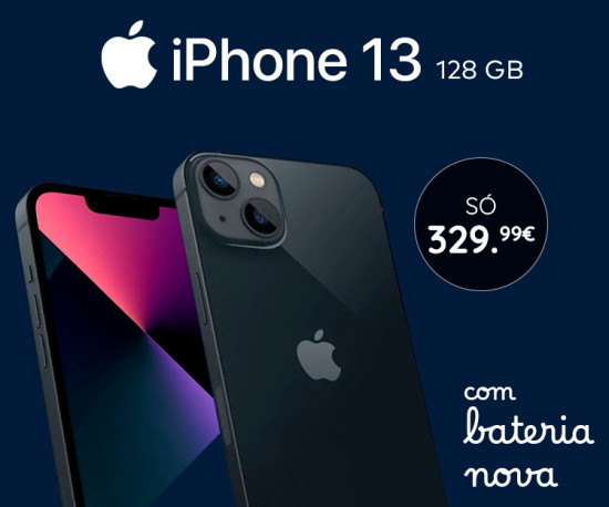 iPhone 13 128GB c/ Bateria Nova só 329,99Eur