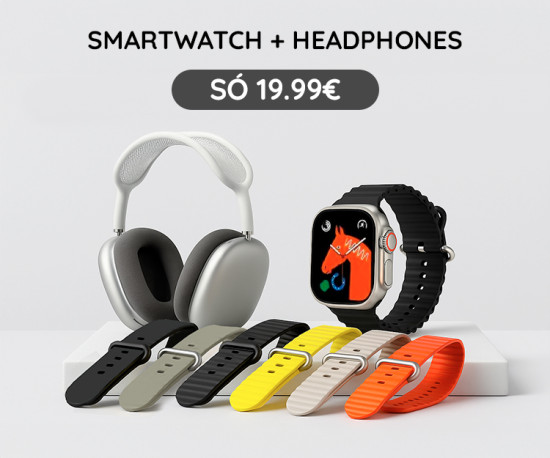 Smartwatch + Headphones só 19,99Eur